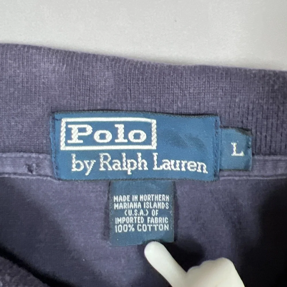 Polo Ralph Lauren Polo Shirt Men Large Navy Cotton Logo Embroidered High Low Hem